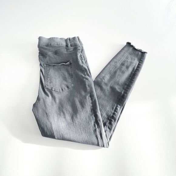 Spanx Womens High Rise Distressed Raw Hem Pull-On Skinny Ankle Jegging Gray SZ M - Picture 1 of 10